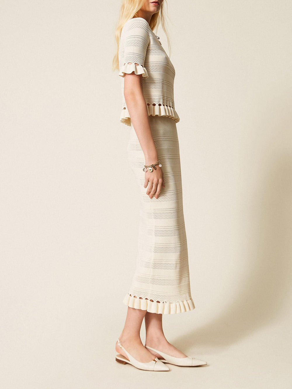 Knit Skirt with Punched Detailing