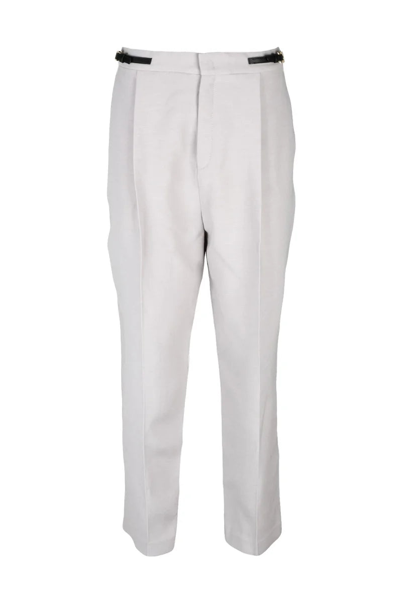 Wool Silk Trousers - Pearl Grey