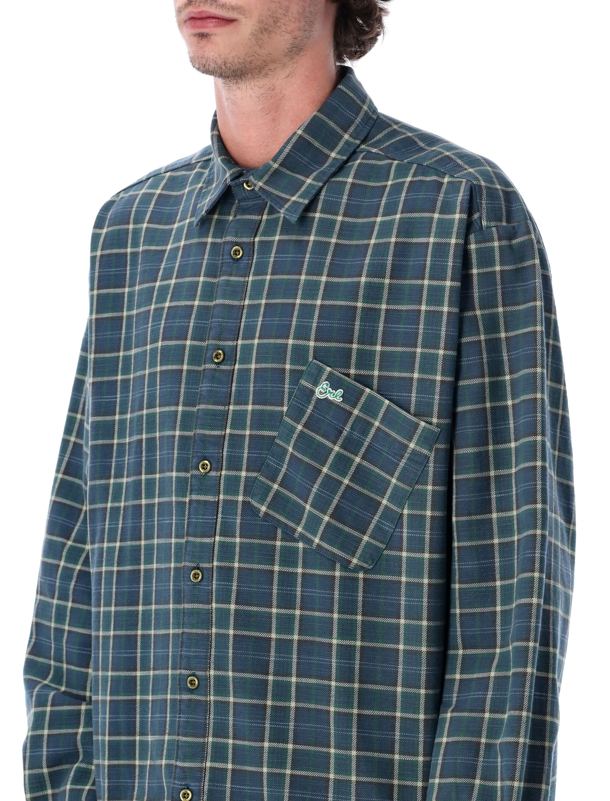 Green Cotton Check Shirt