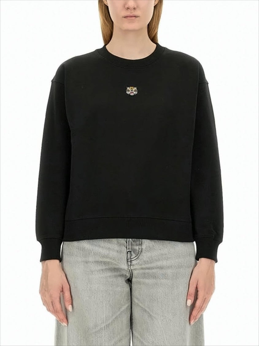 Relaxed Fit Black Long-Sleeve Top With Embroidered Detail