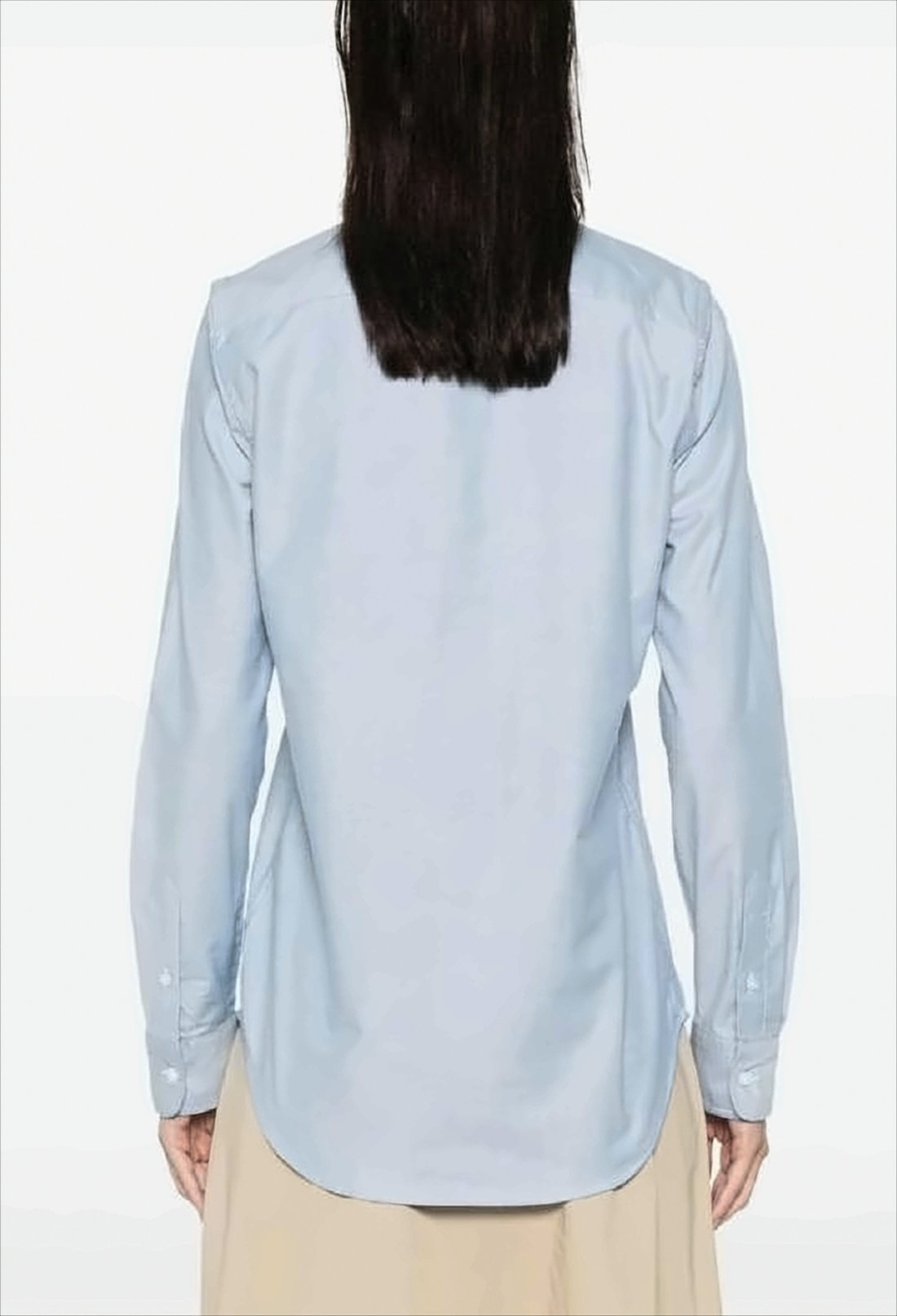 Light Blue Textured Button-Down Shirt with Embroidered Logo