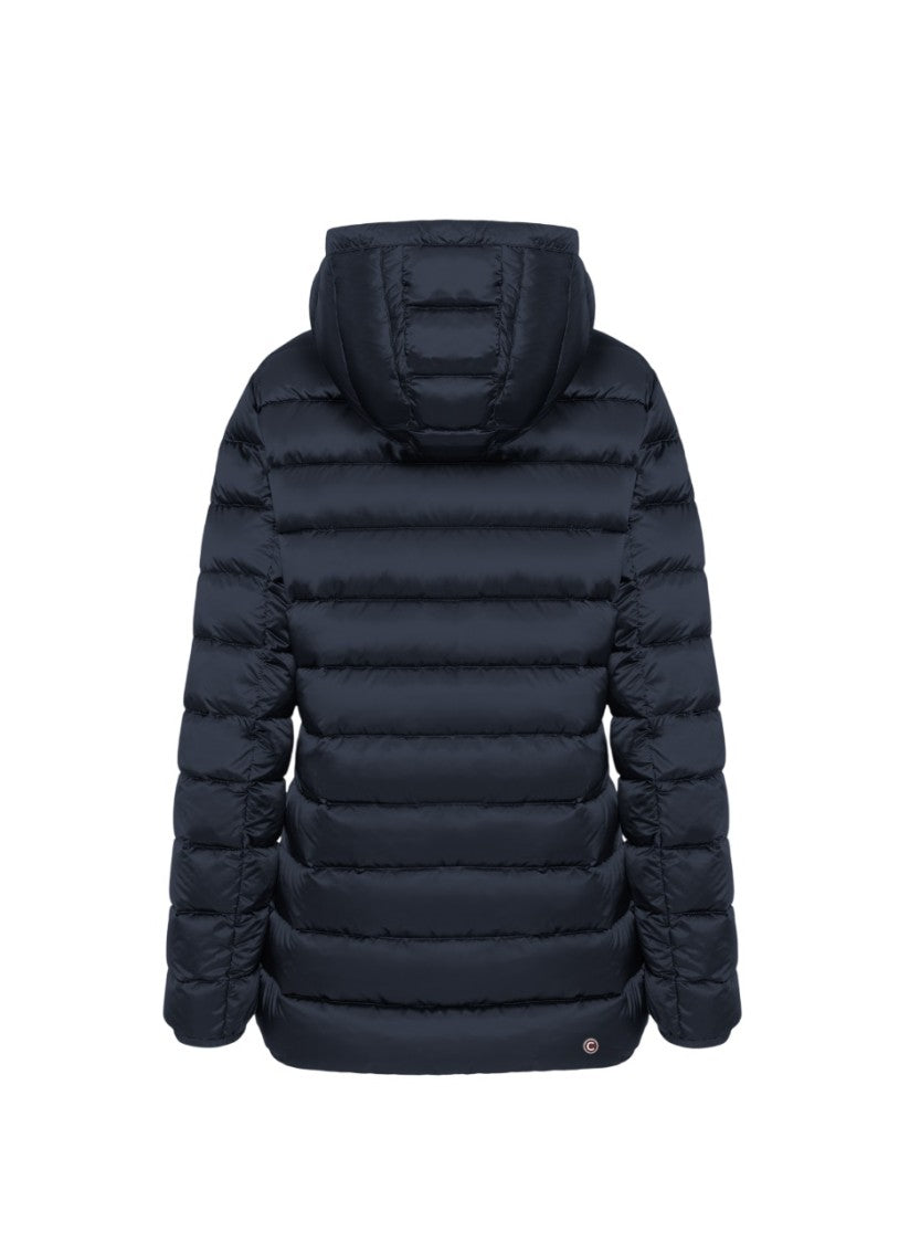 Quilted Down Coat with Attached Hood