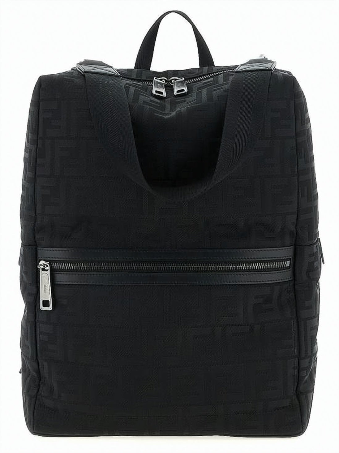 Textured Fabric Backpack with Leather Accents