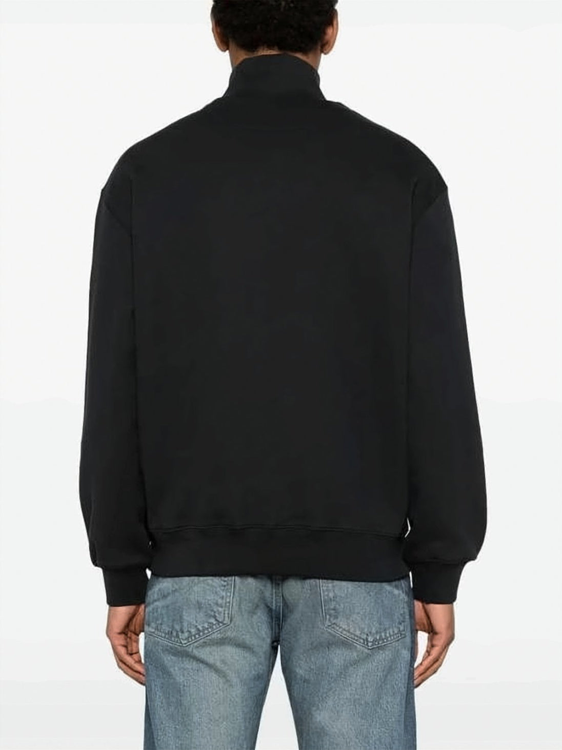 Half-Zip Pullover Sweatshirt with Embroidered Fox Motifs