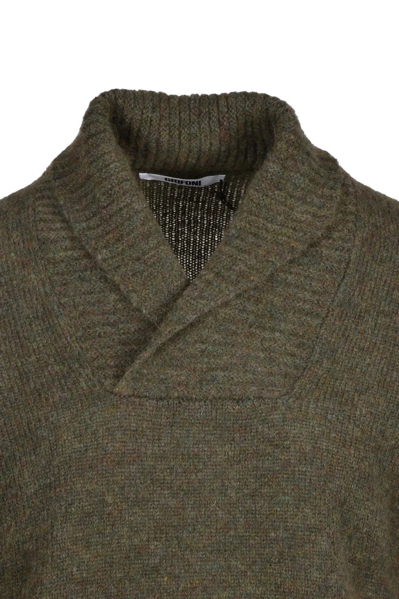 Sailor Collar Pullover Alpaca and Wool - Green