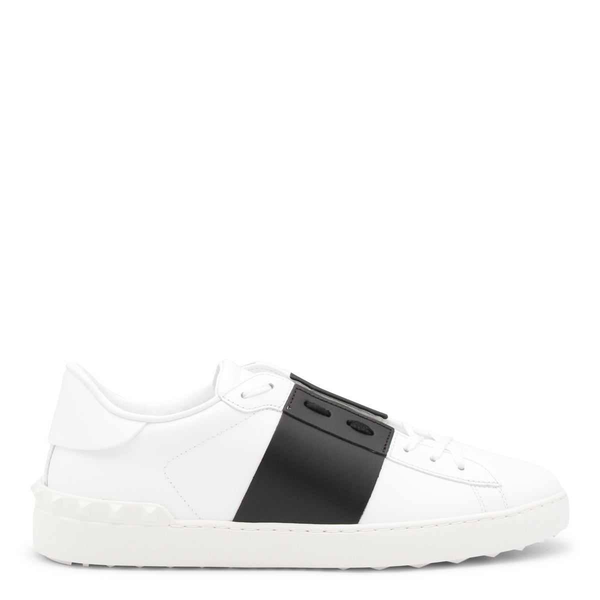 White And Black Leather Open Sneakers