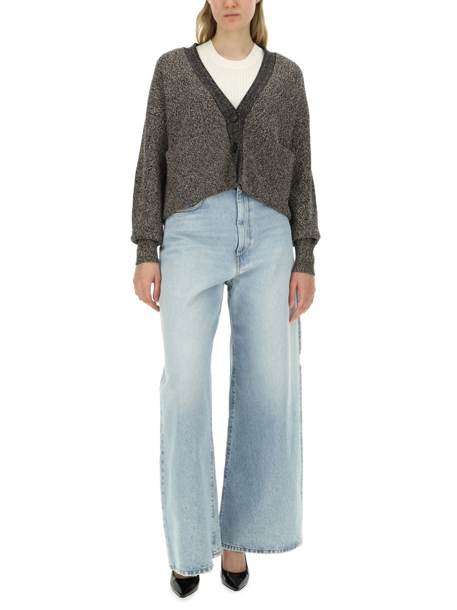 Chunky Knit Maxi Cardigan With Deep V-Neckline