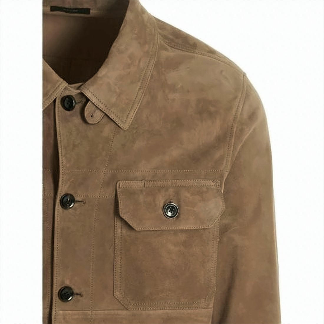 Suede Lamb Leather Jacket with Classic Collar