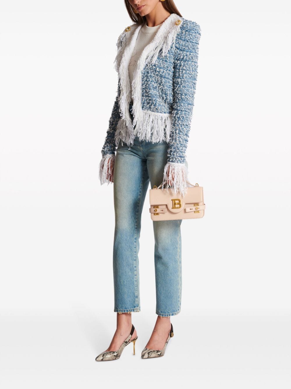 Cropped Tweed and Denim Jacket