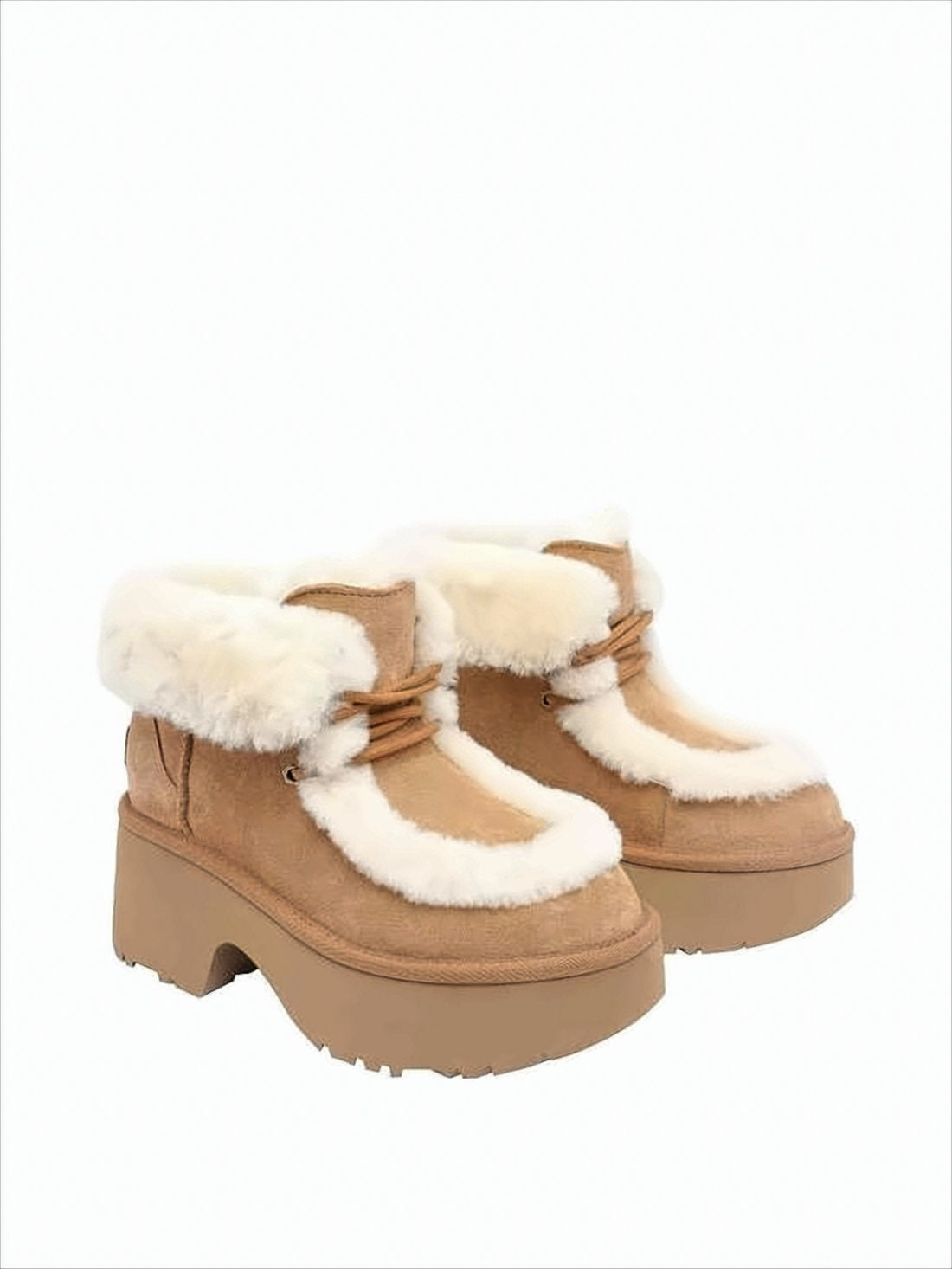 Chunky Platform Boots with Plush Shearling Collar