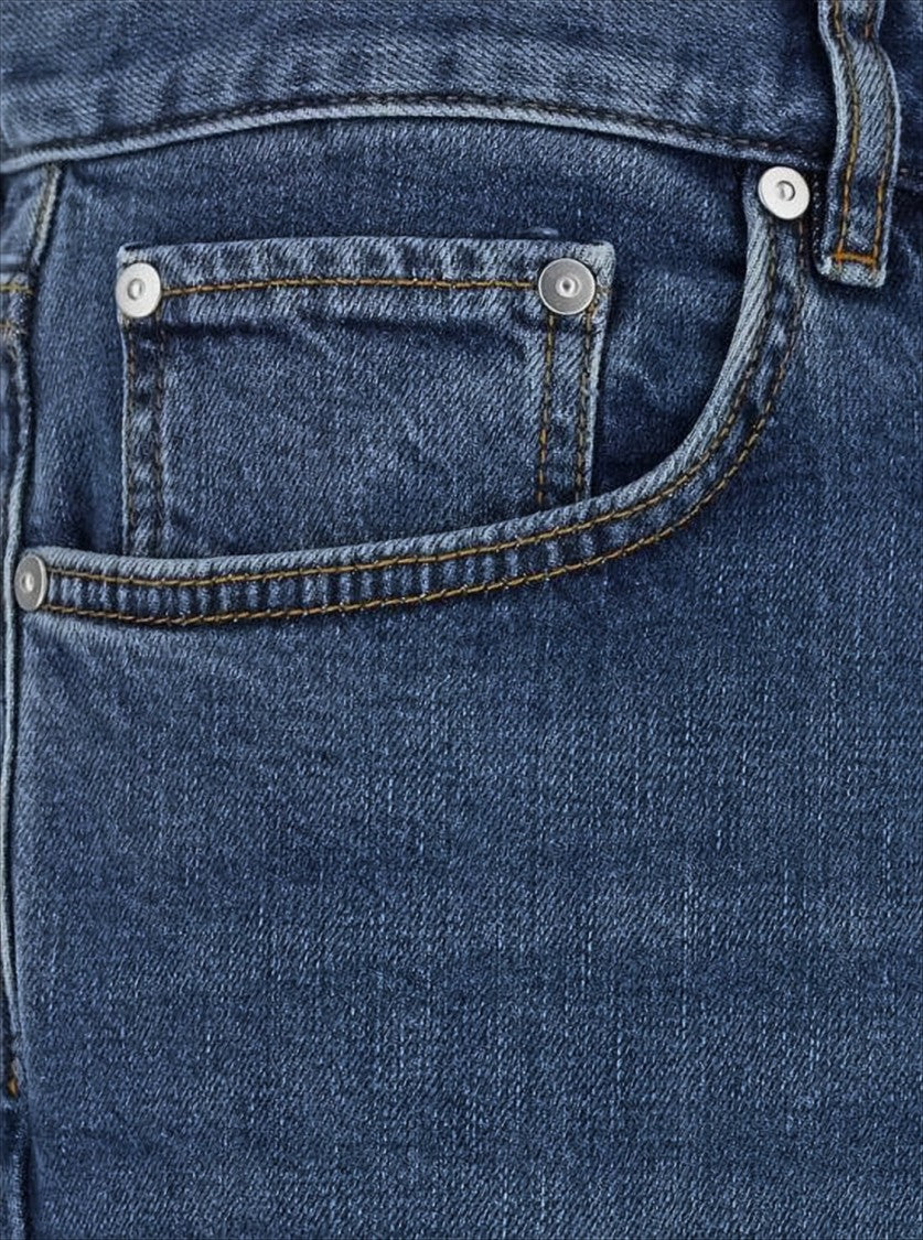Straight-Leg Denim Pants with Classic Waist