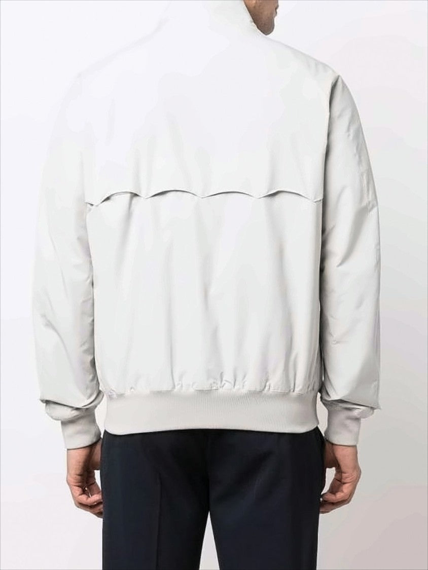 Lightweight White Baracuta Jacket With Classic Design And Tartan Lining