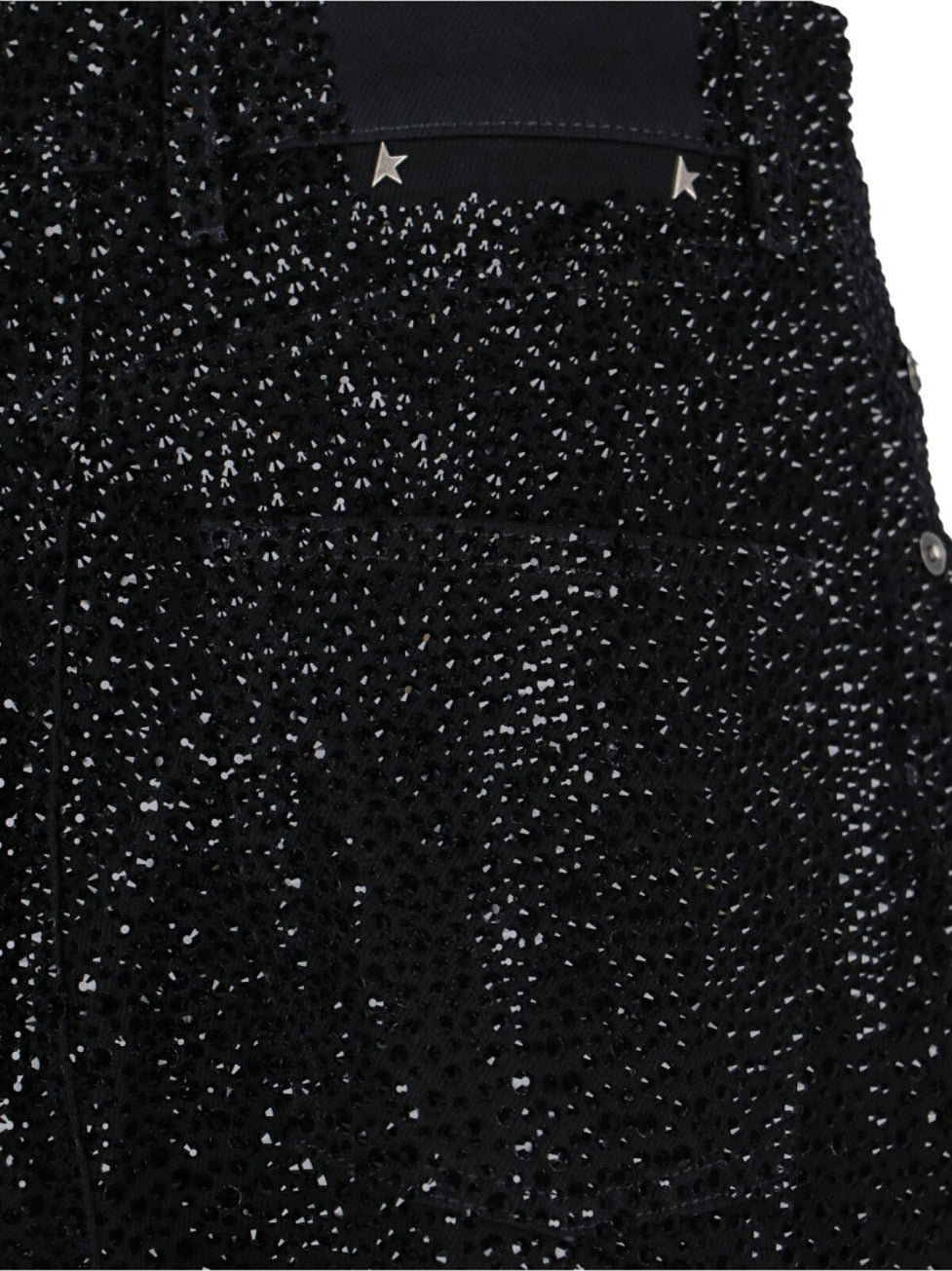 Straight Jeans With Rhinestones Black Denim