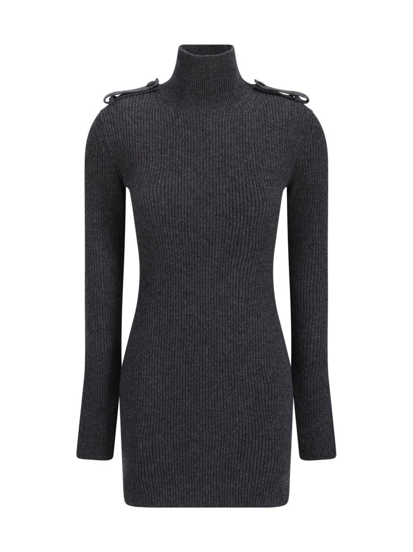 Refined Grey Dress In Wool And Cashmere Blend