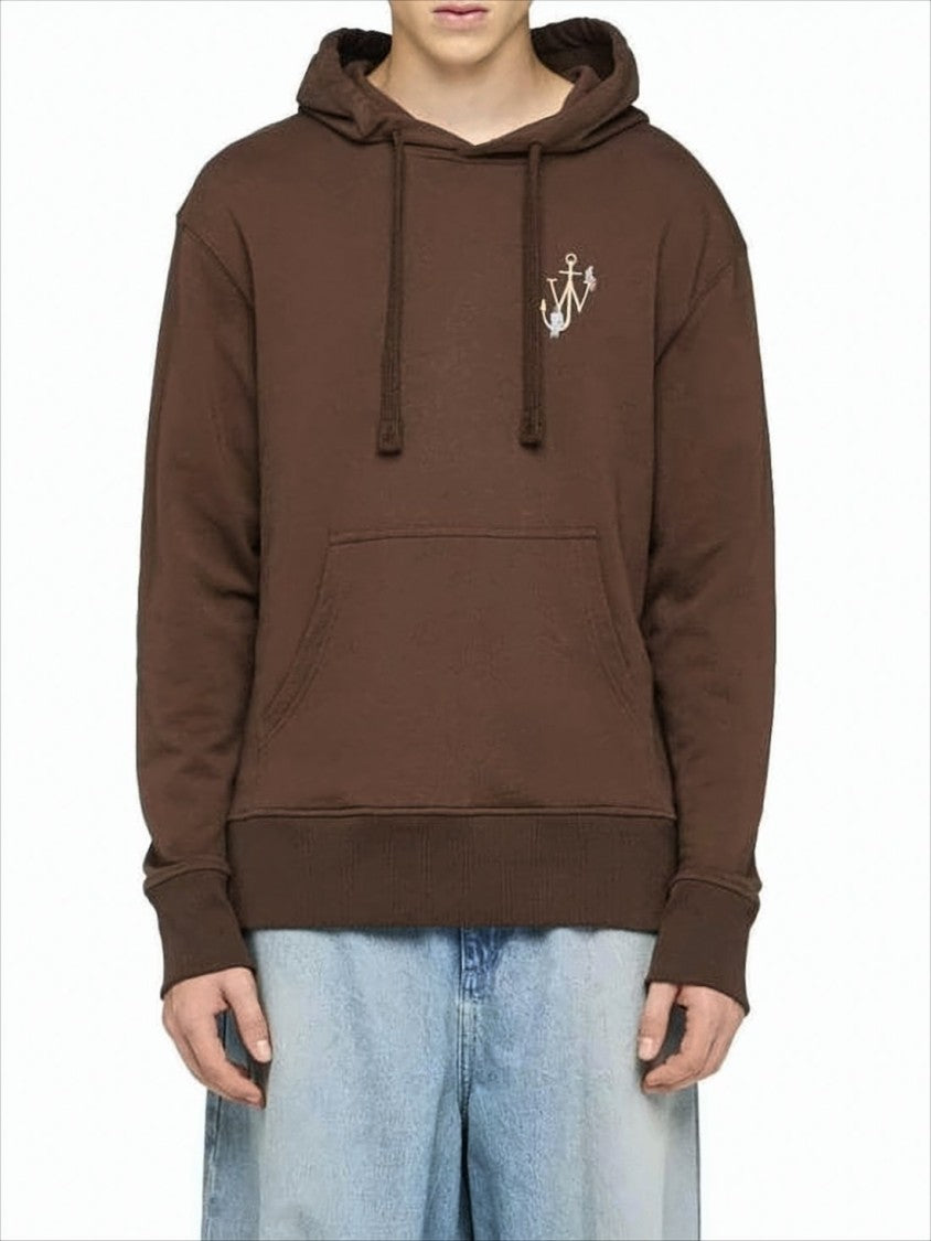 Relaxed Fit Brown Hoodie with Embroidered Logo