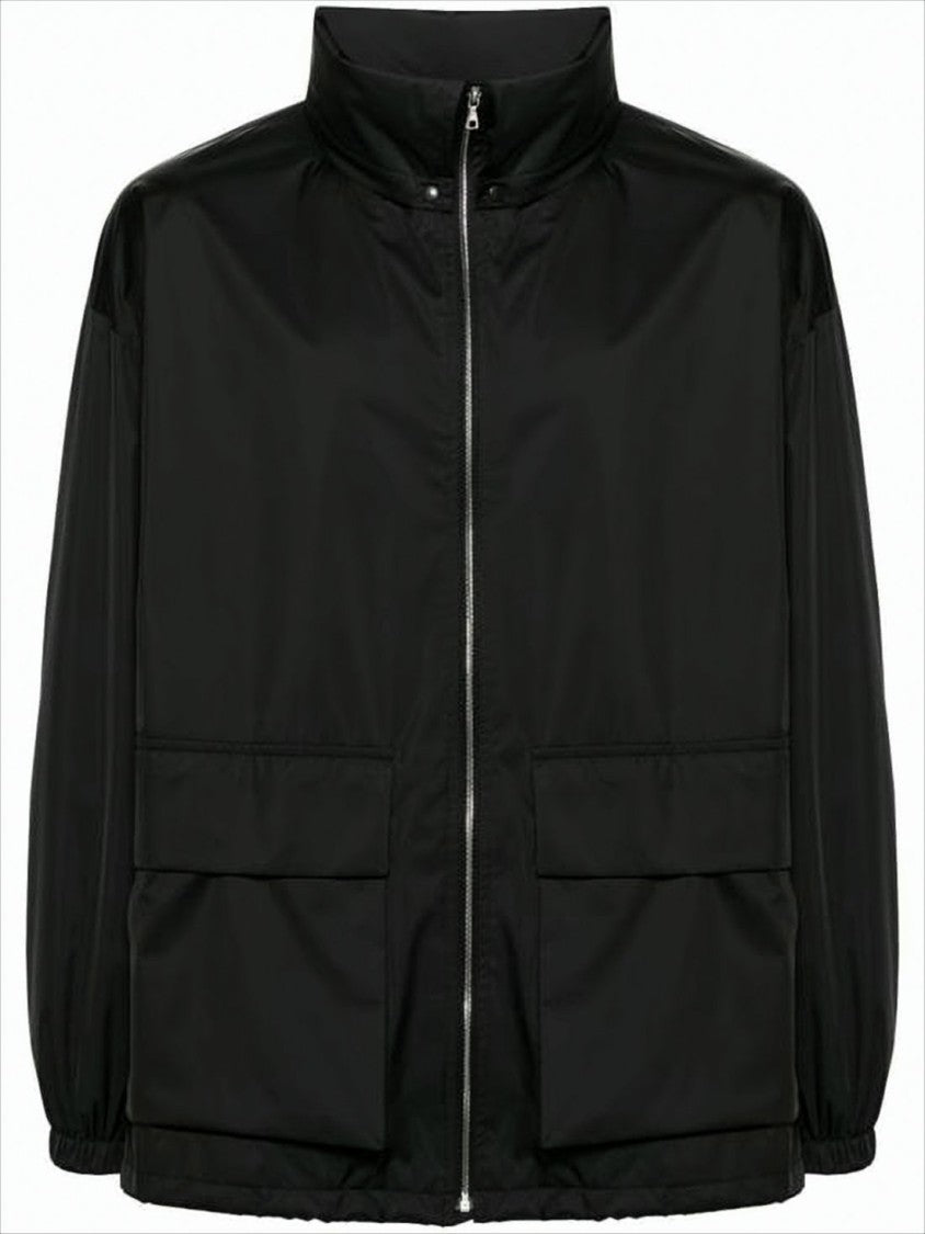 Minimalist Zip-Up Jacket With High Collar And Elastic Cuffs