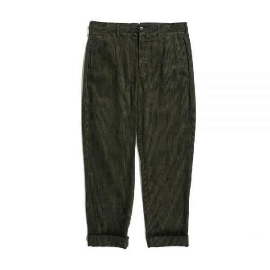 Straight-Cut Corduroy Pants with Tapered Leg and Cuffed Hems