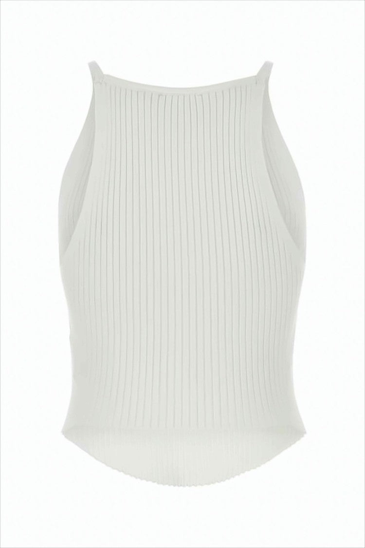 Ribbed Fitted Sleeveless Top with Design