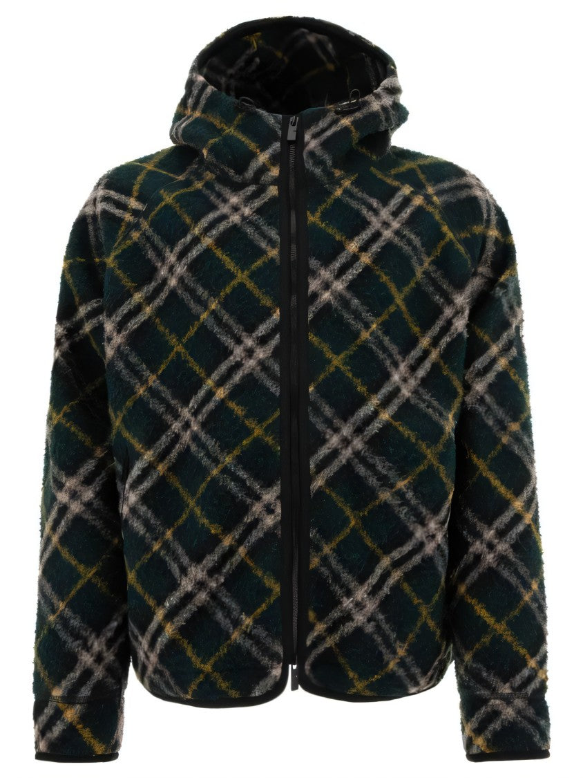 Plush Hooded Sweatshirt with Classic Plaid Pattern
