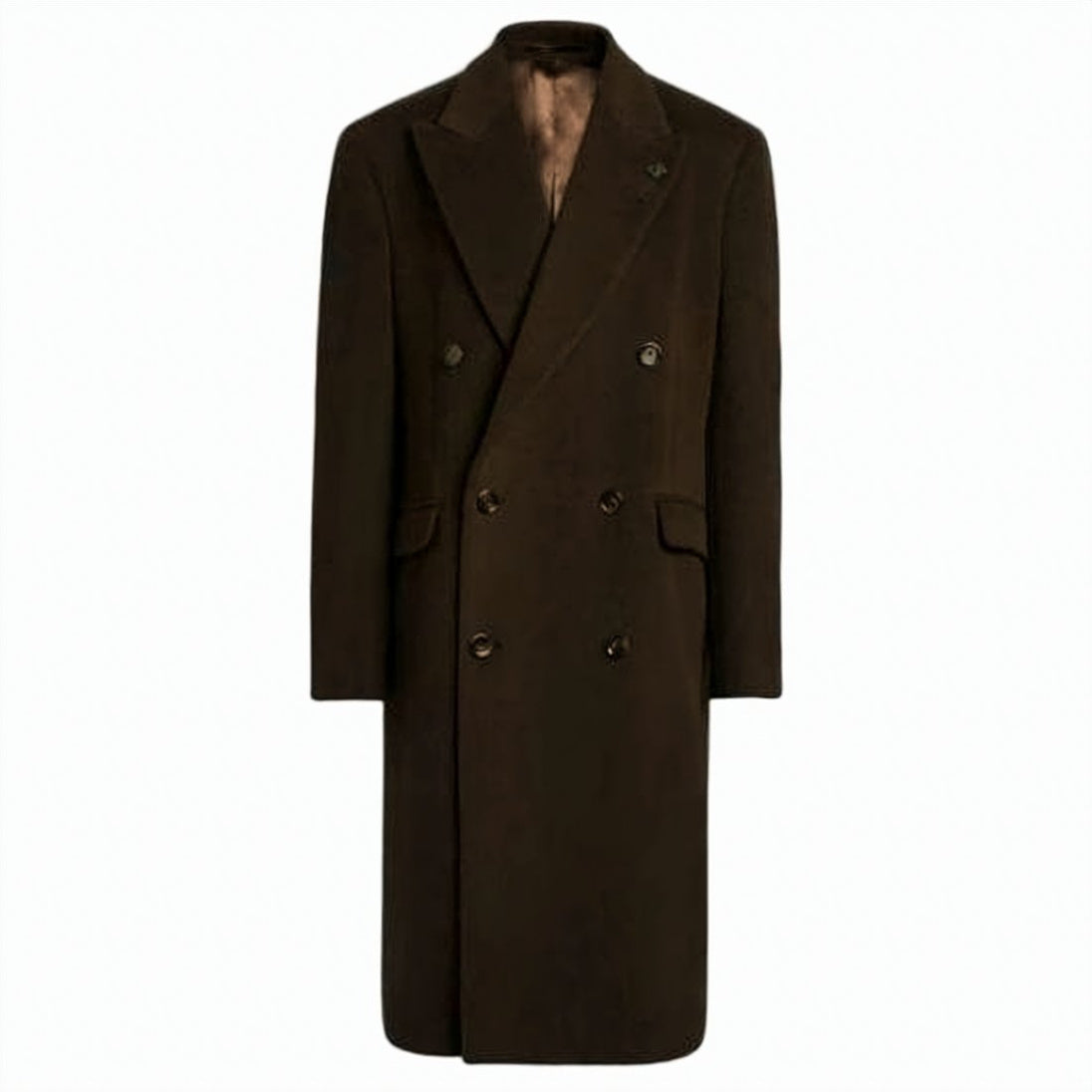Tailored Double-Breasted Lardini Coat in Rich Brown