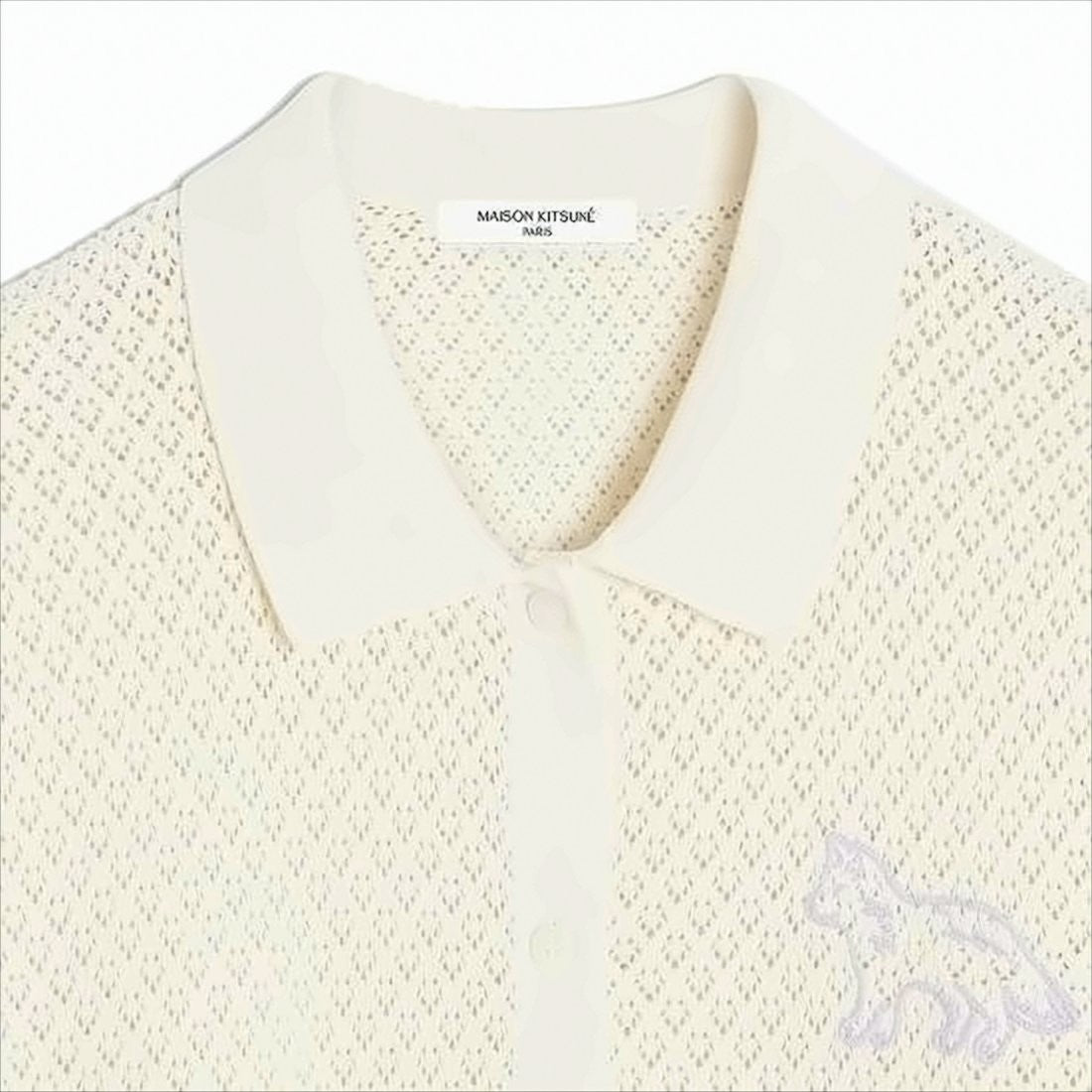Short-Sleeved Cotton Cardigan with Open-Knit Design