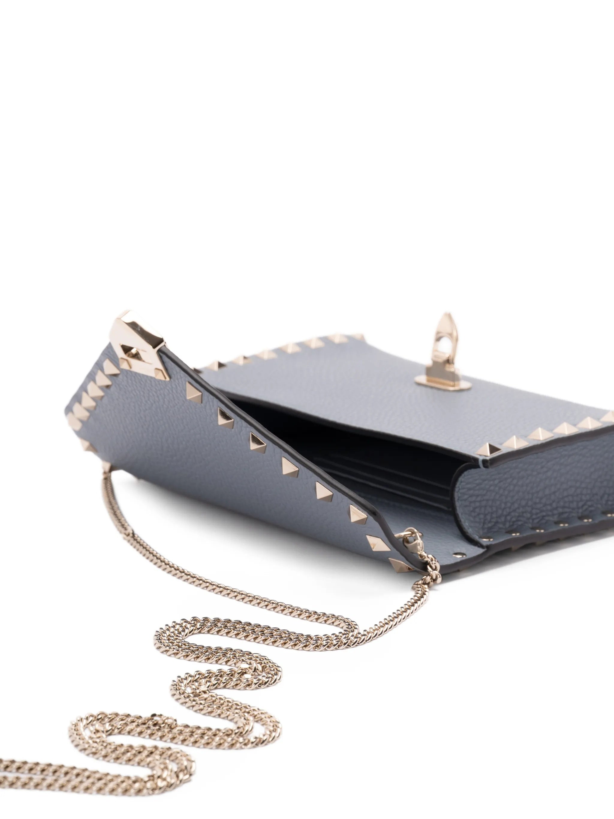 Blue Structured Studded Envelope Mini Bag
