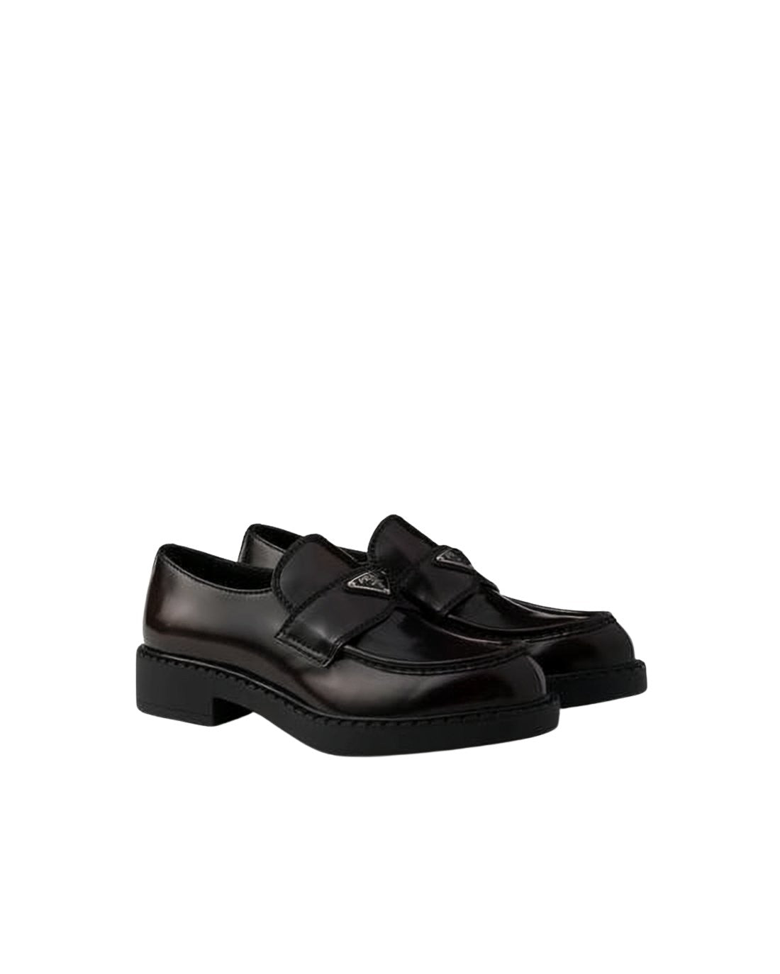 Calf Leather Loafers with Triangular Logo Plaque