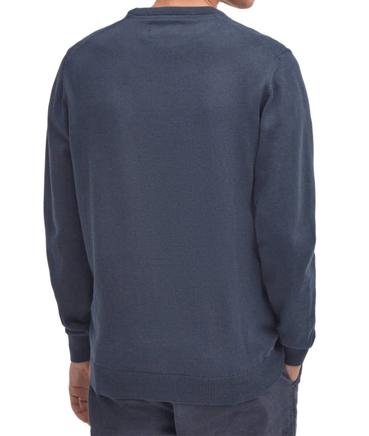 Tailored-Fit Blue Sweatshirt With Round Neckline And Embroidered Logo