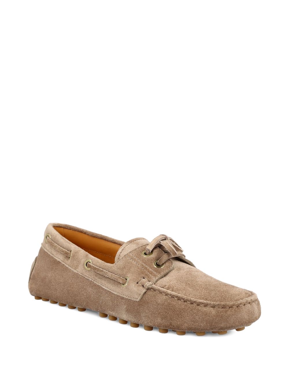 Suede Moccasin-Style Flats With Lace Detail