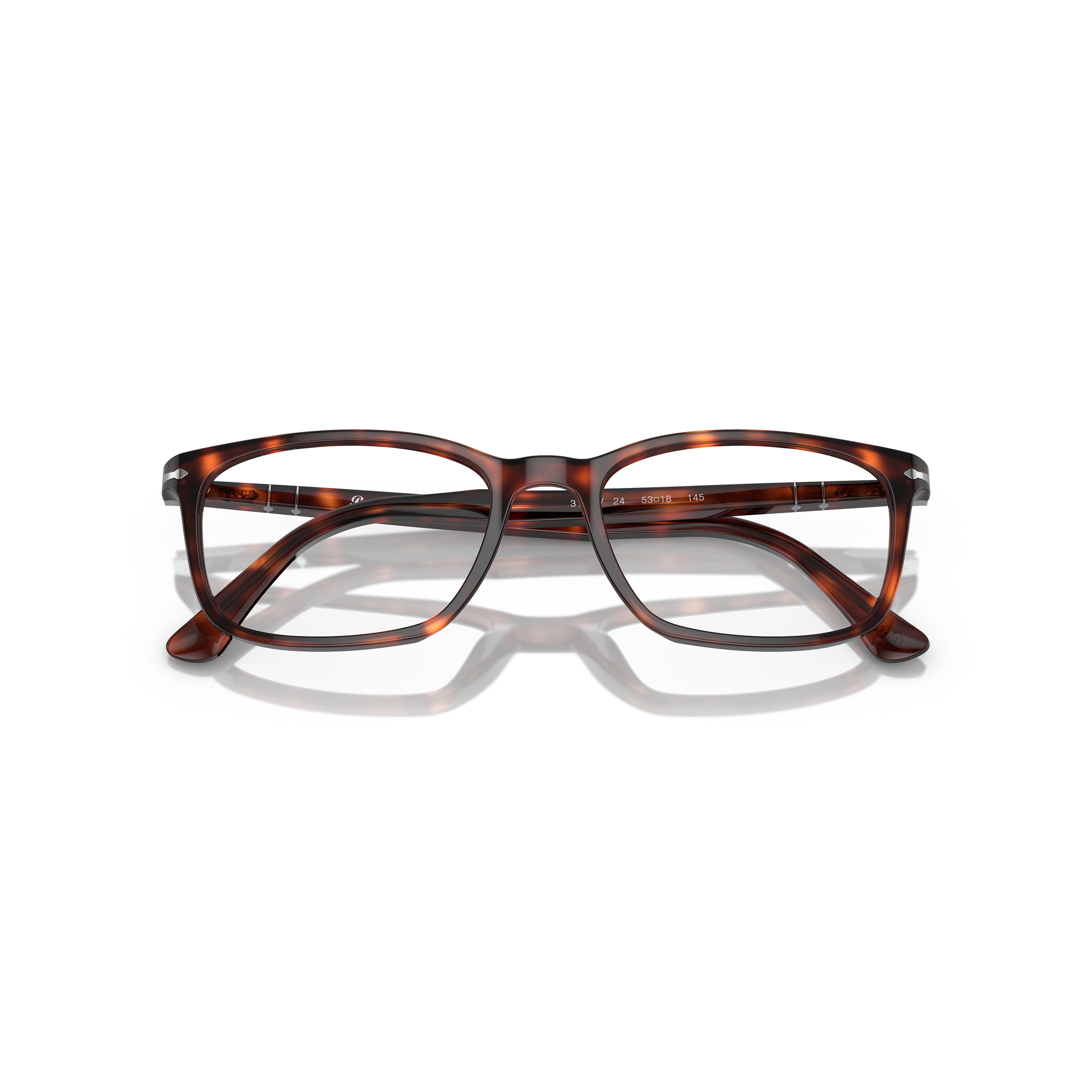 0po3189v Rectangular Tortoiseshell Eyeglasses with Slim Metallic Temples