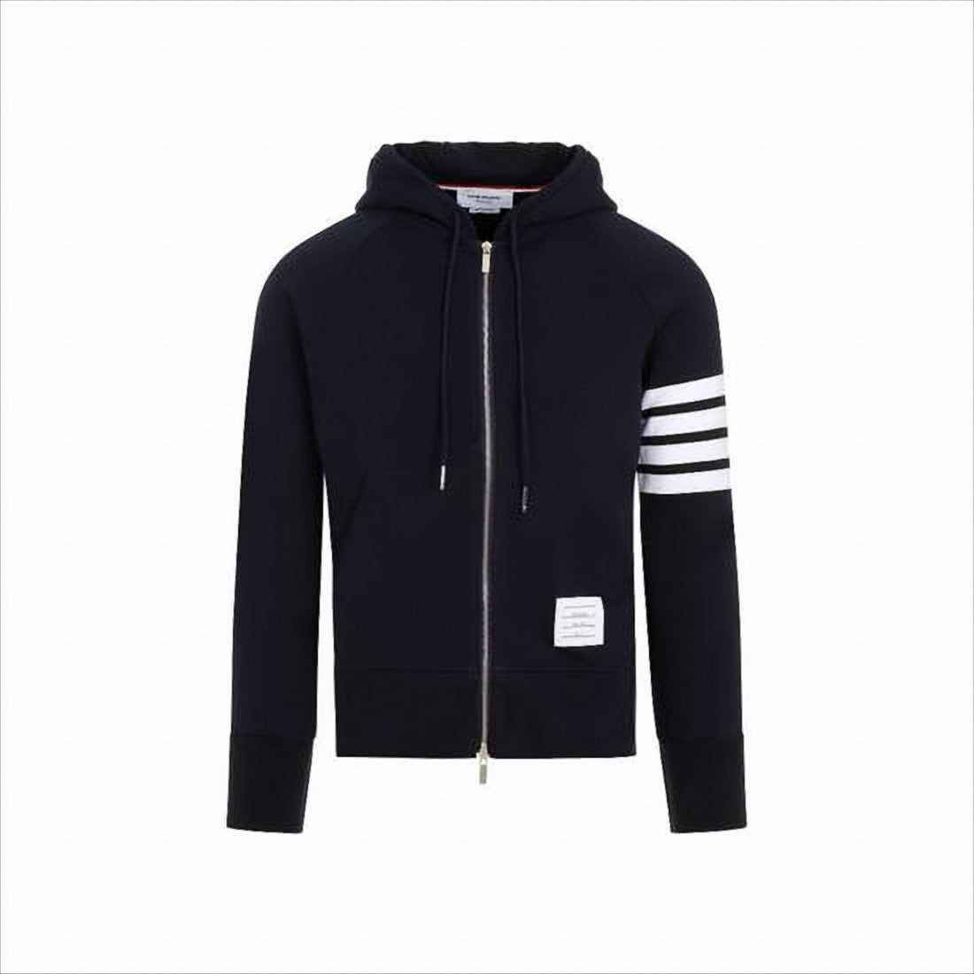 Hooded Sweatshirt with Zip-Up Front and Iconic Stripes