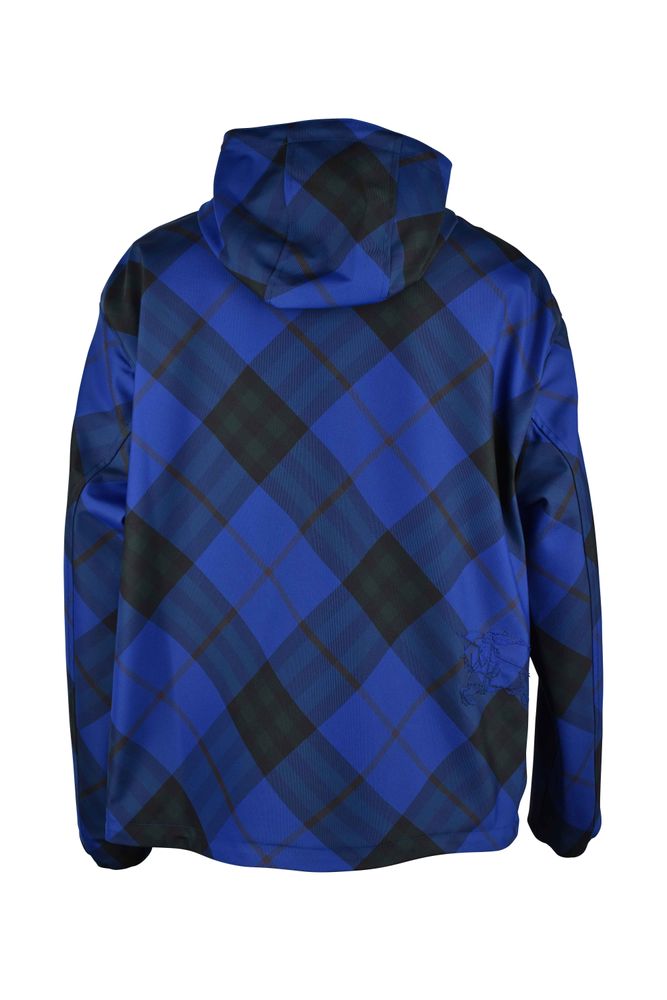 Plaid Hooded Jacket With Equestrian Embroidery