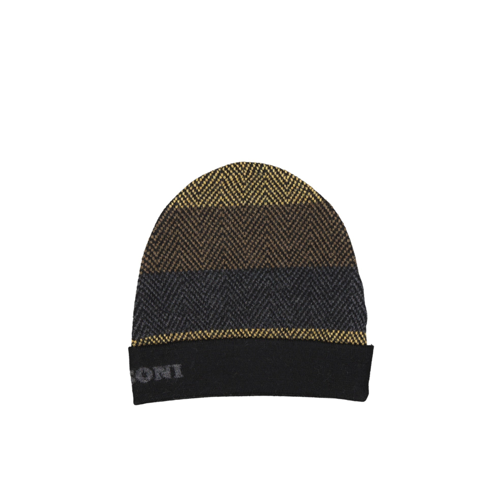 Herringbone Pattern Wool Hat With Ribbed Trim