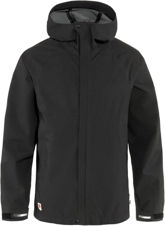 Modern Black Fjallraven Jacket With Full Front Zipper And Hood