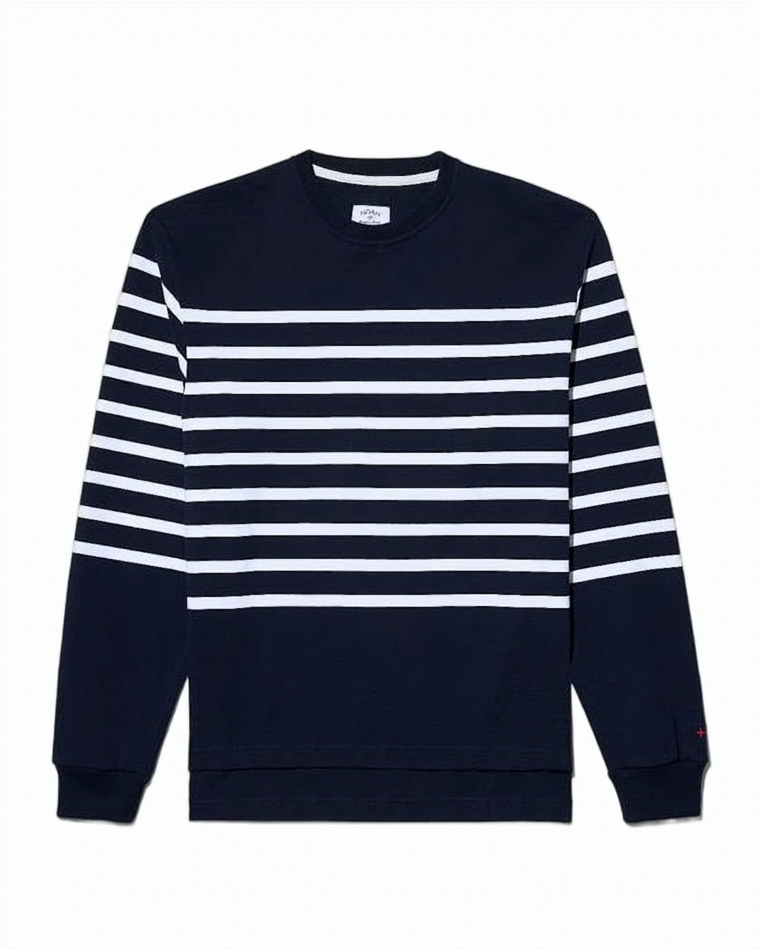 Crewneck Long Sleeve Shirt with Horizontal Stripes