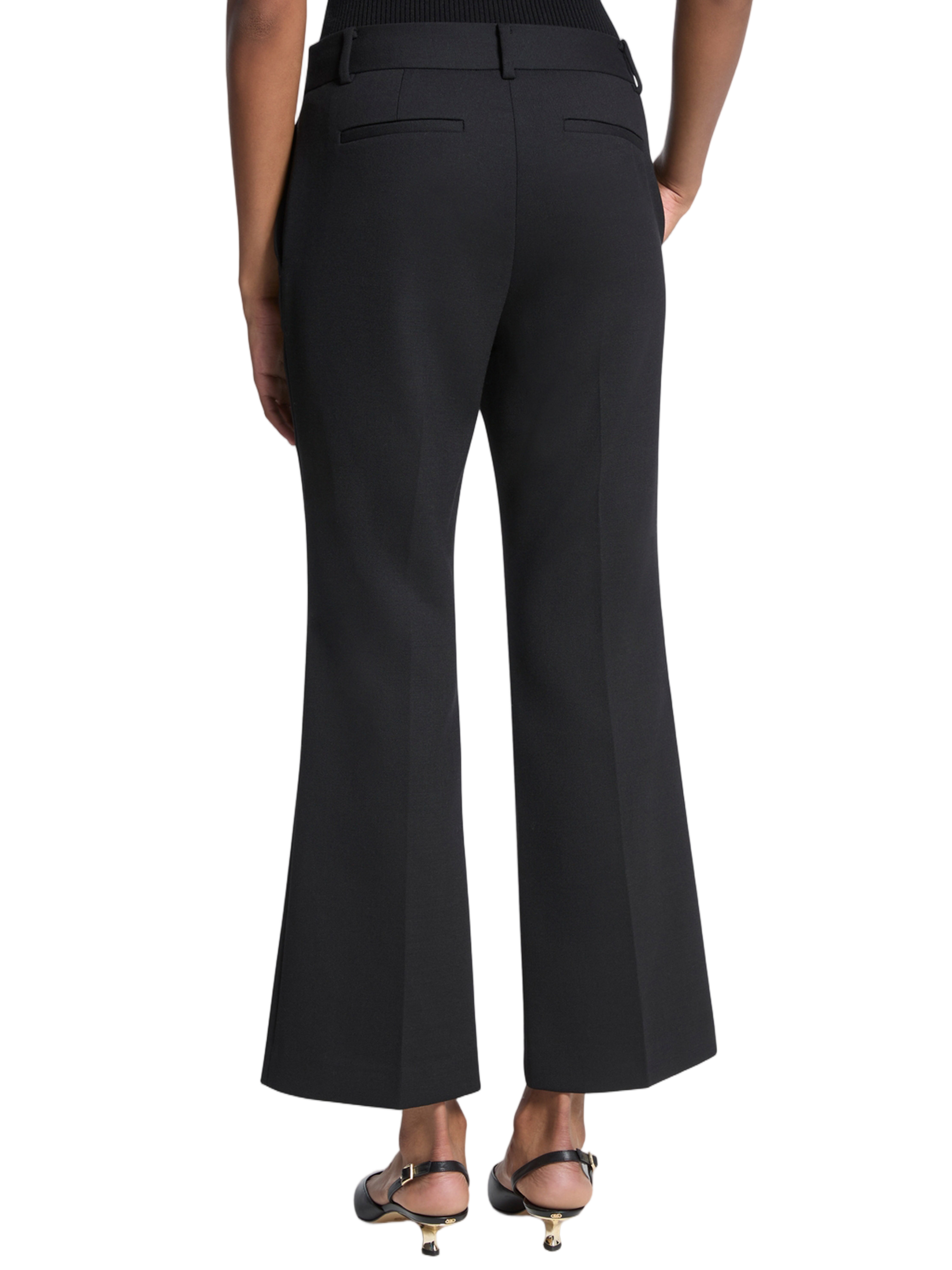 Cropped Kick Tailored Flared Polyester Pants