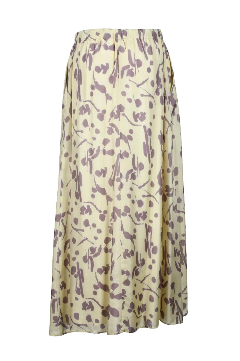 Long Silk Skirt with Slip - Yellow/Purple