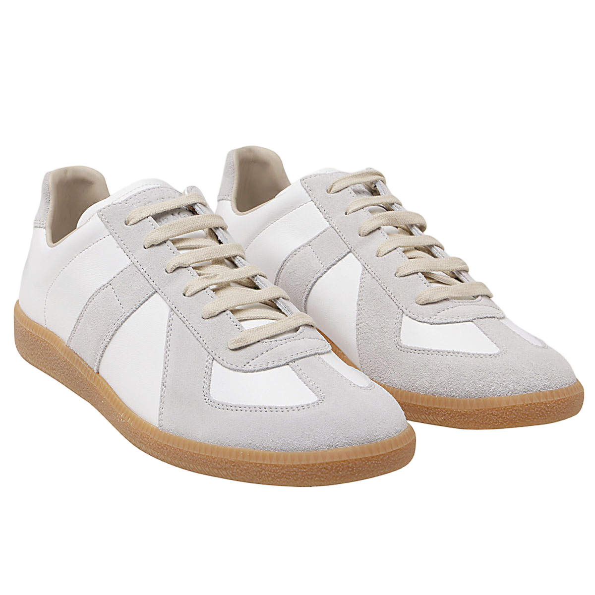 Low-Top Sneakers with Beige Suede Overlays