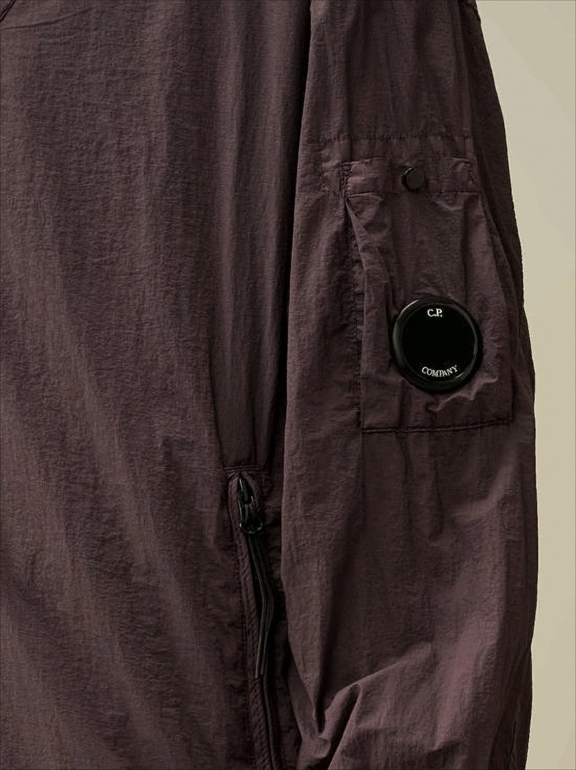 Brown Crinkled Texture Hooded Pullover With Distinctive Lens Detail