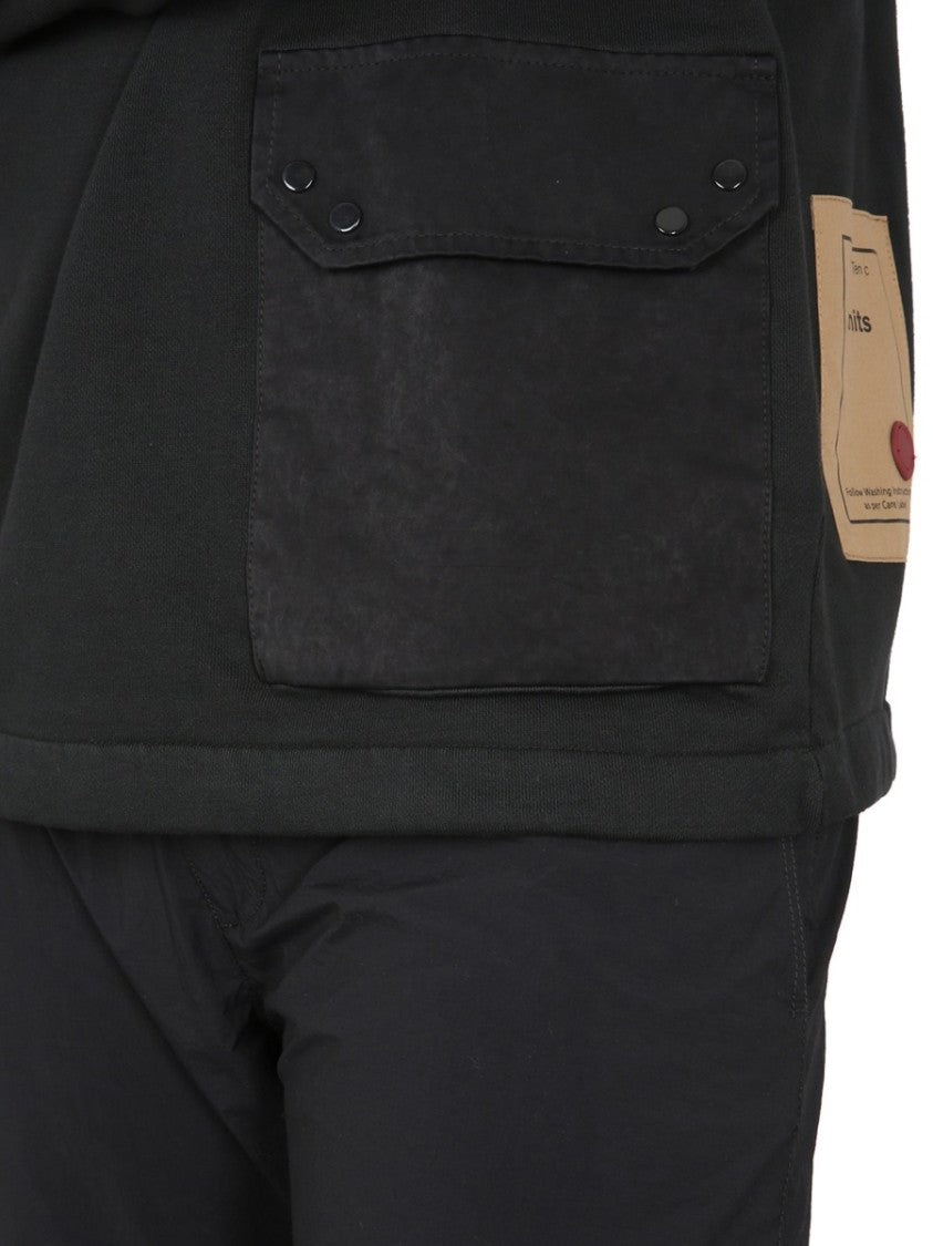 Relaxed Fit Black Cotton Sweatshirt