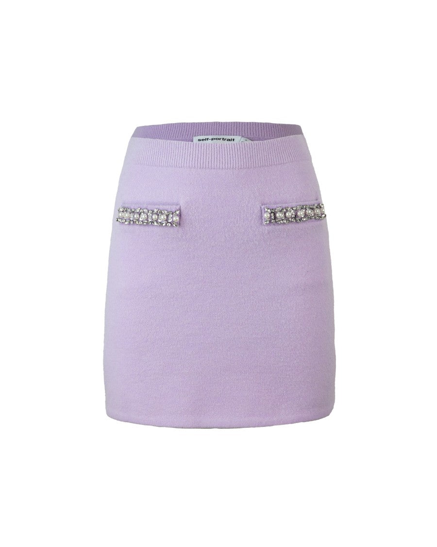 Lilac Knit Skirt With Crystal Trim