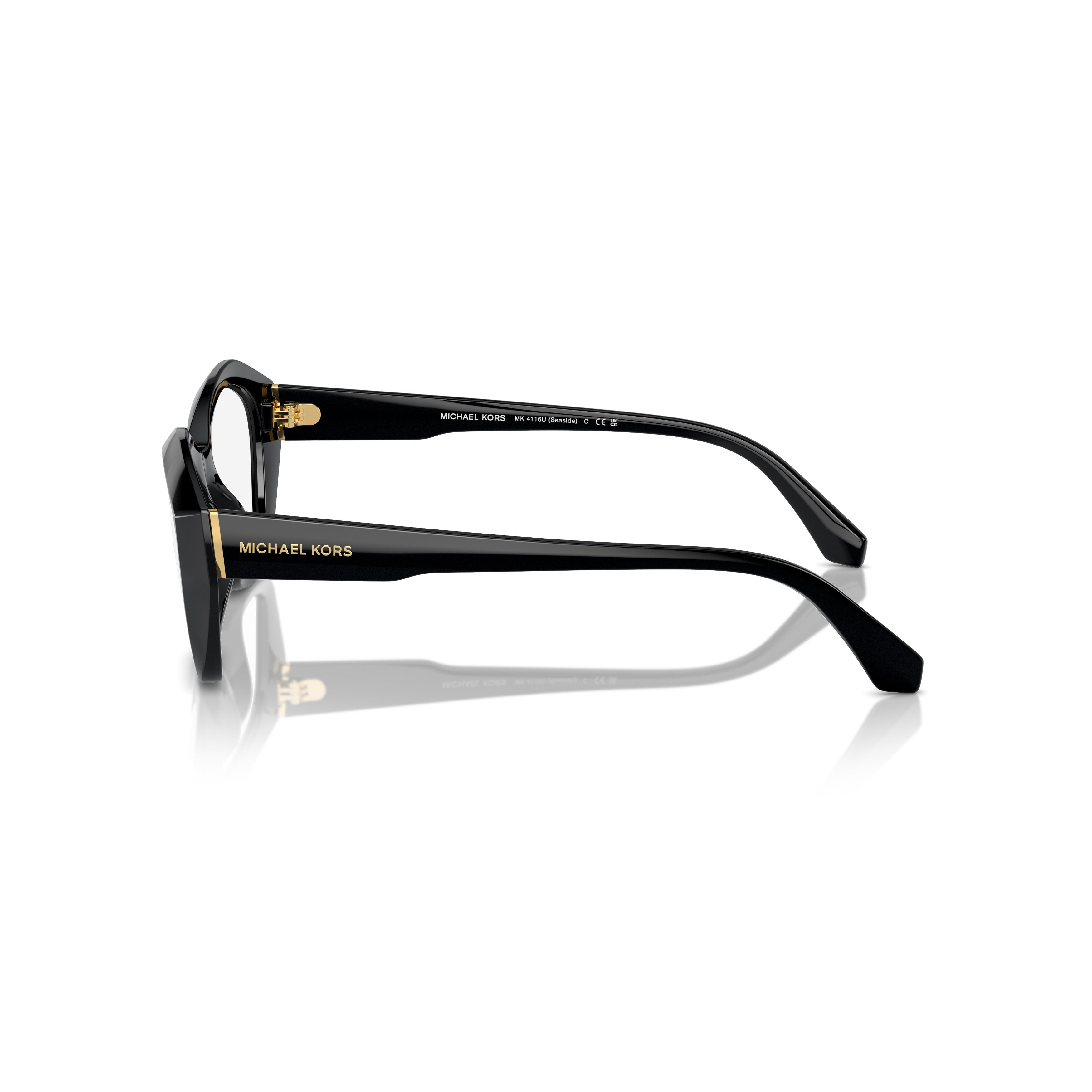 0mk4116u Geometric Black Eyeglasses with Gold Accents