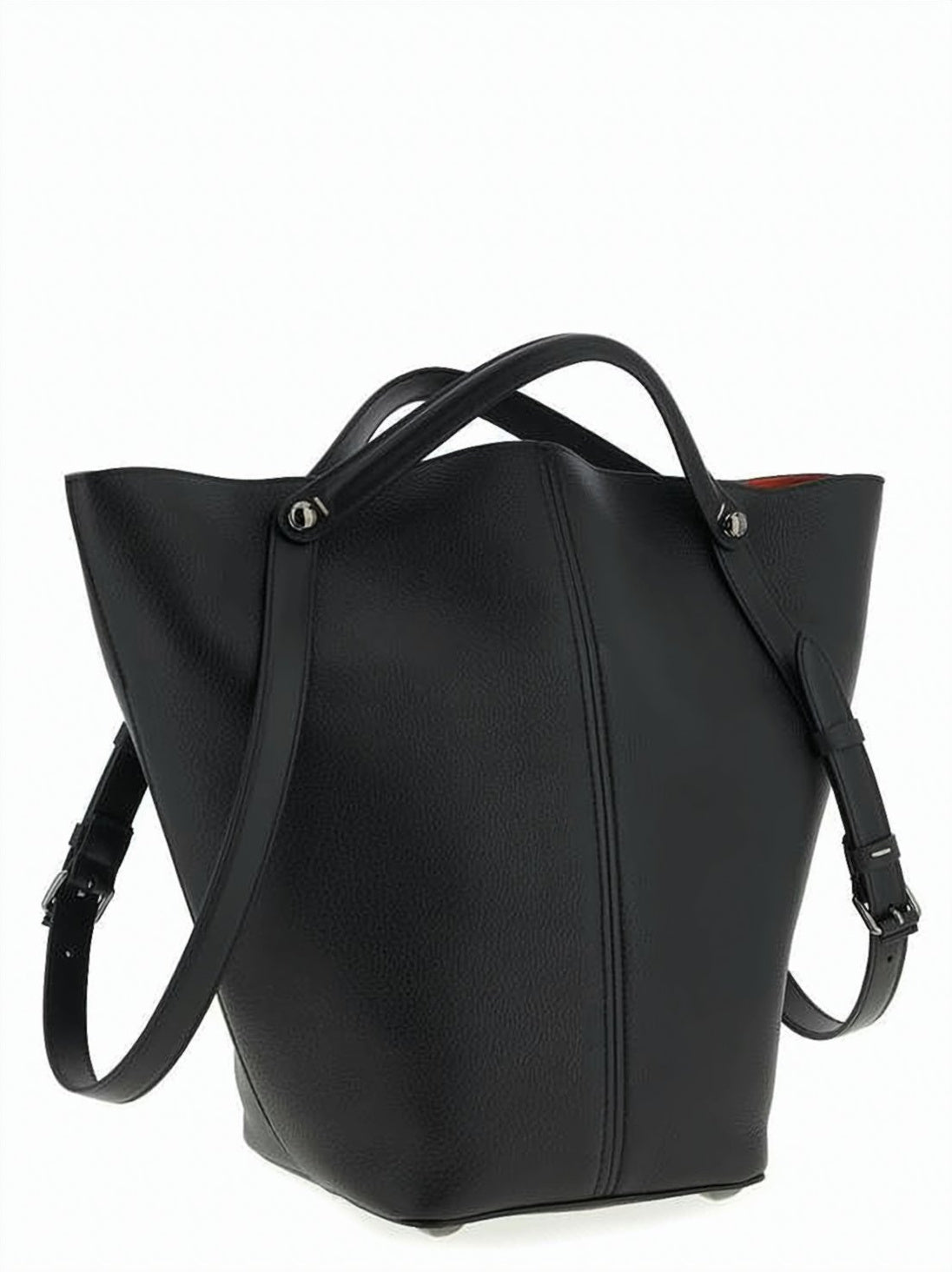 Structured Black Calf Leather Tote Bag