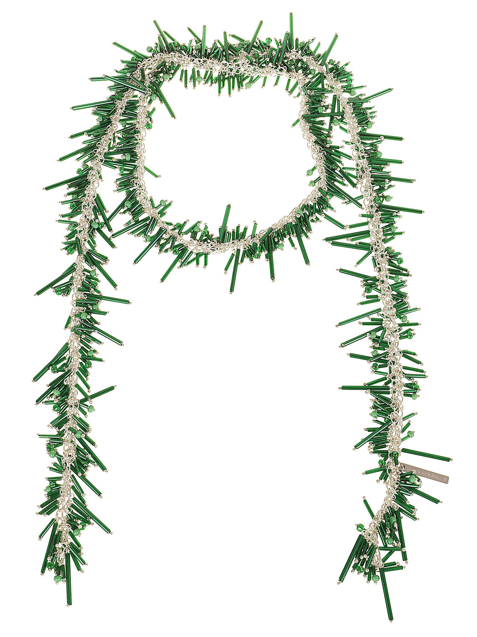 Textured Green Glass Bead Necklace