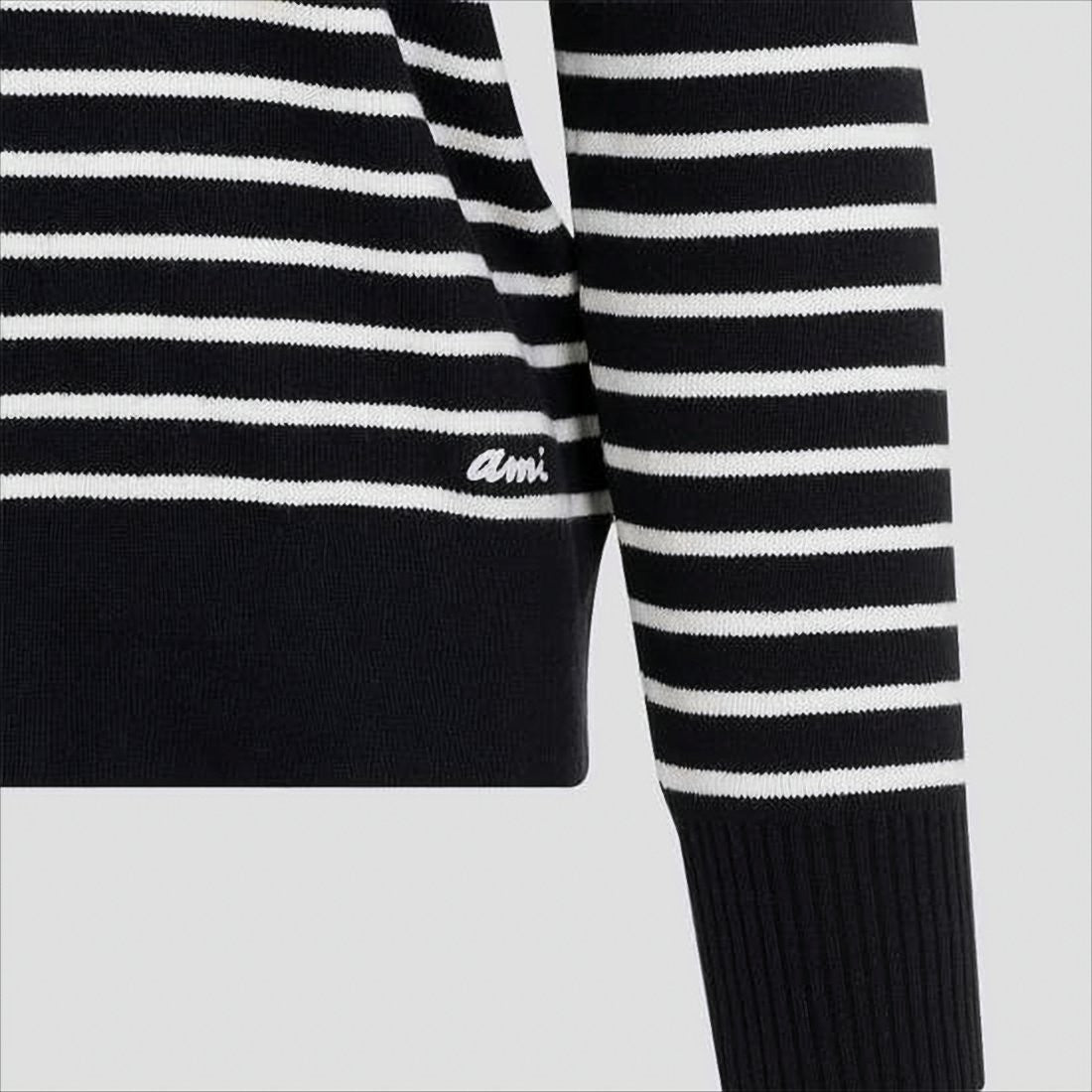 Horizontal Stripe Knit Sweater With Shoulder Button Detail