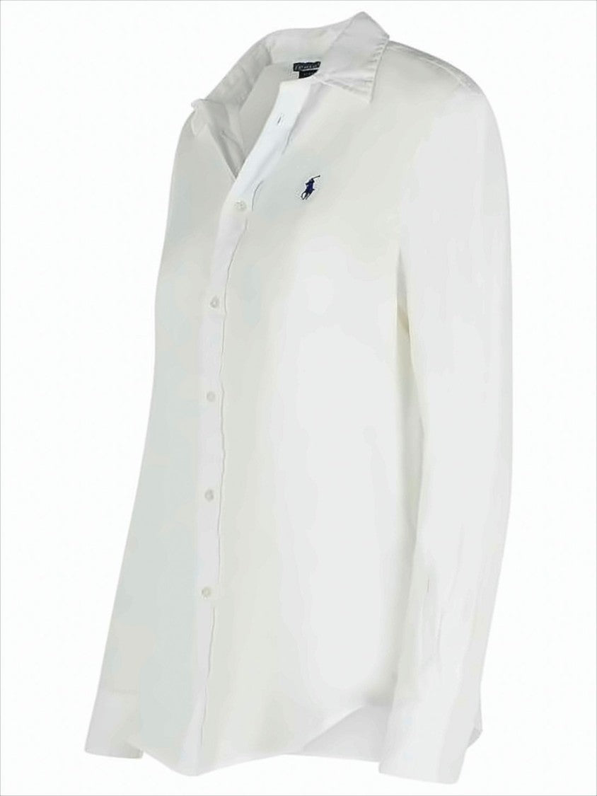 Classic White Linen Long-Sleeve Button-Up Shirt