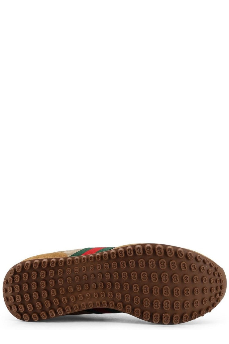 Beige and Brown Suede Sneakers