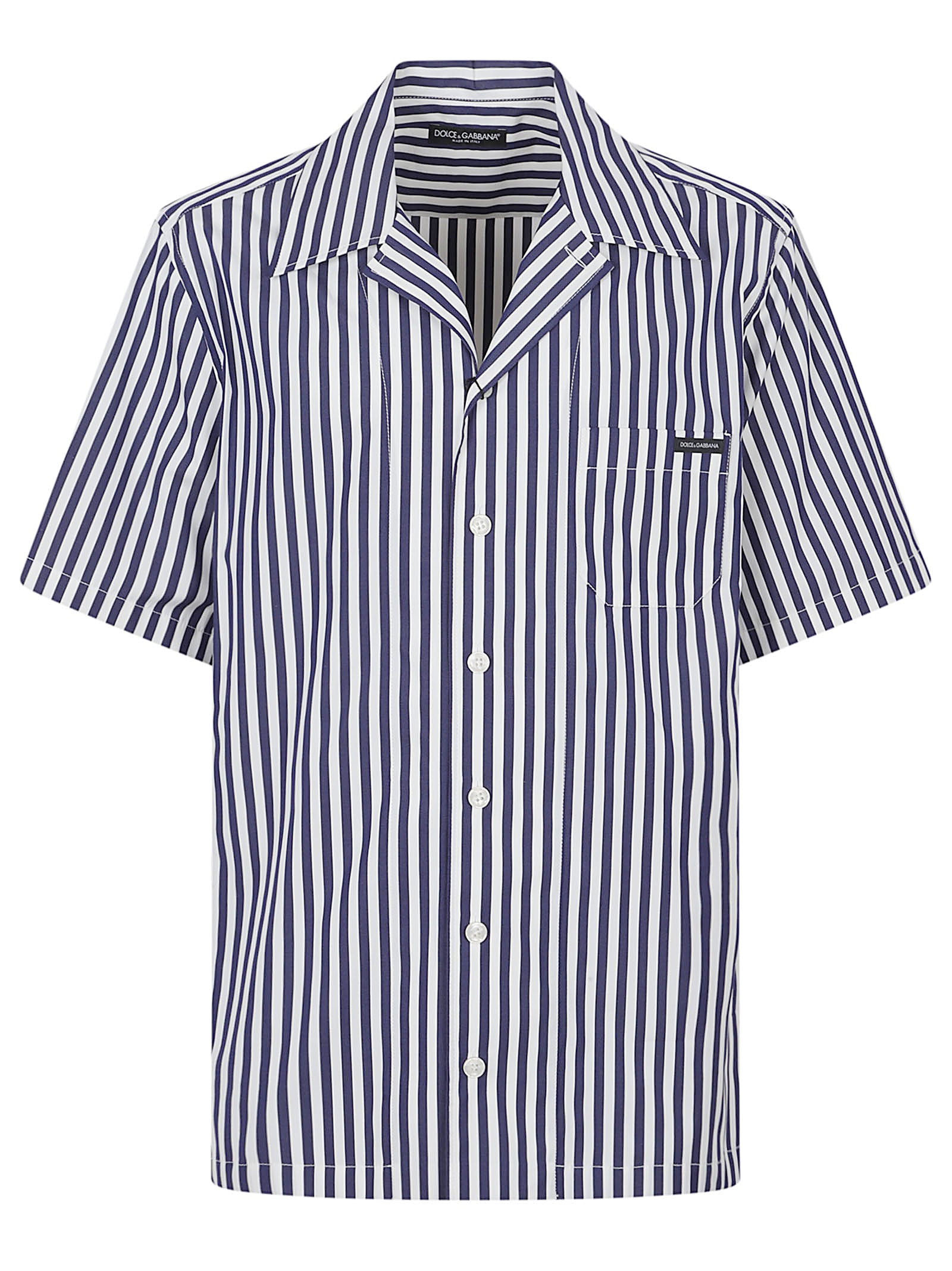 Vertical Striped Short-Sleeved Shirt