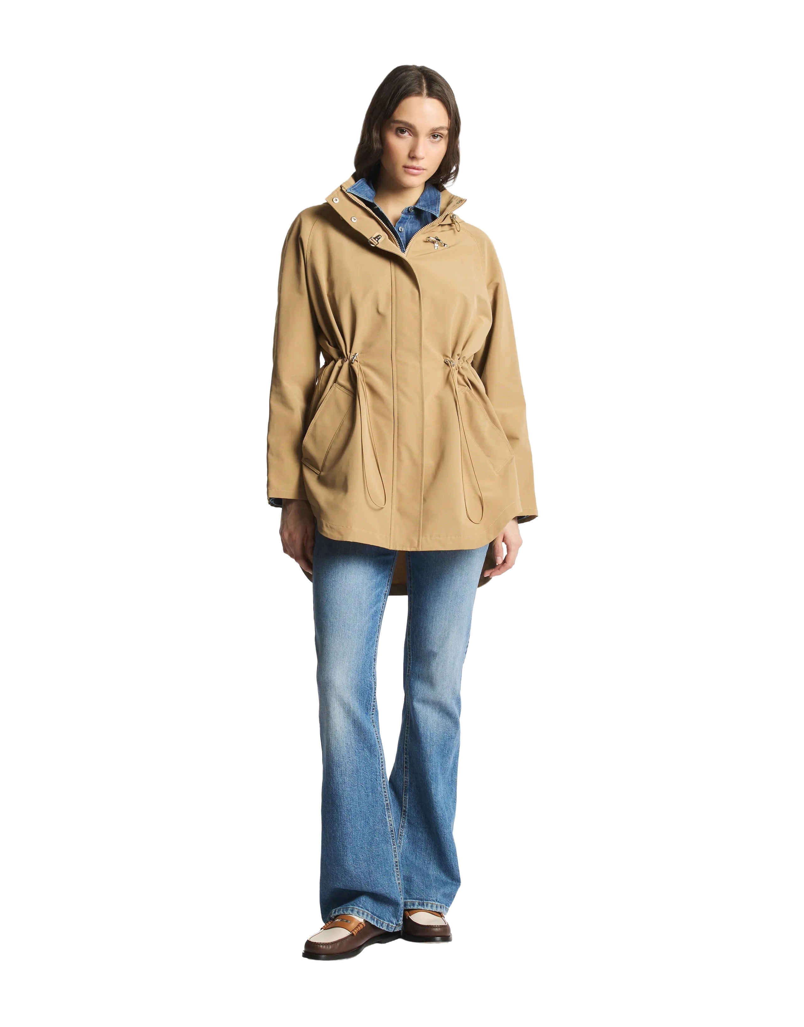 Functional Medium Beige Parka with Hood
