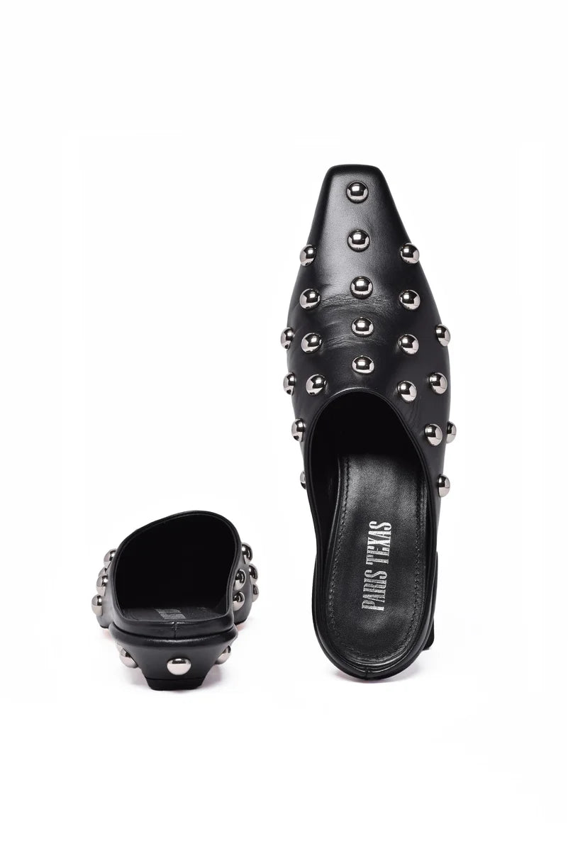Pointed-Toe Black Mules